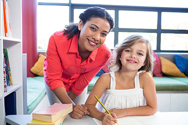 teacher and student reading books